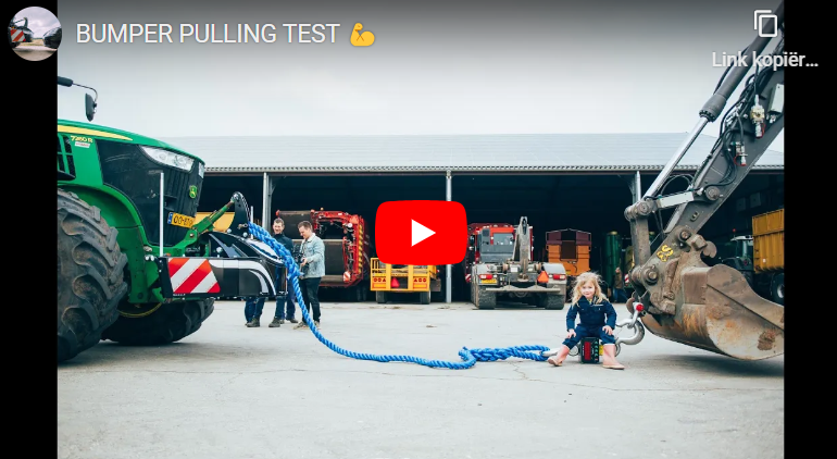 Pulling test with a tractor bumper